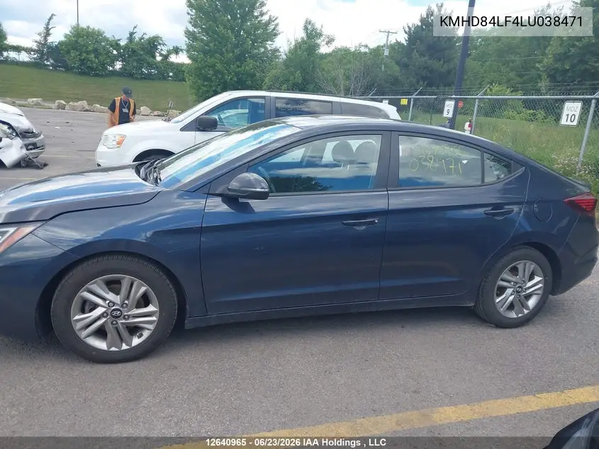 2020 Hyundai Elantra VIN: KMHD84LF4LU038471 Lot: 12640965
