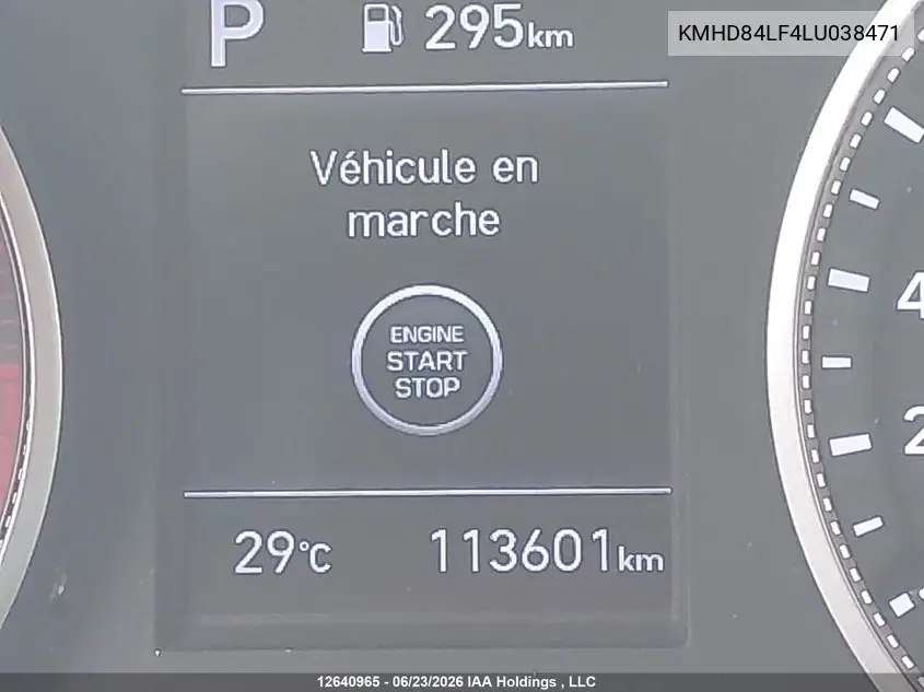 2020 Hyundai Elantra VIN: KMHD84LF4LU038471 Lot: 12640965