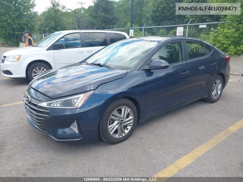 2020 Hyundai Elantra VIN: KMHD84LF4LU038471 Lot: 12640965