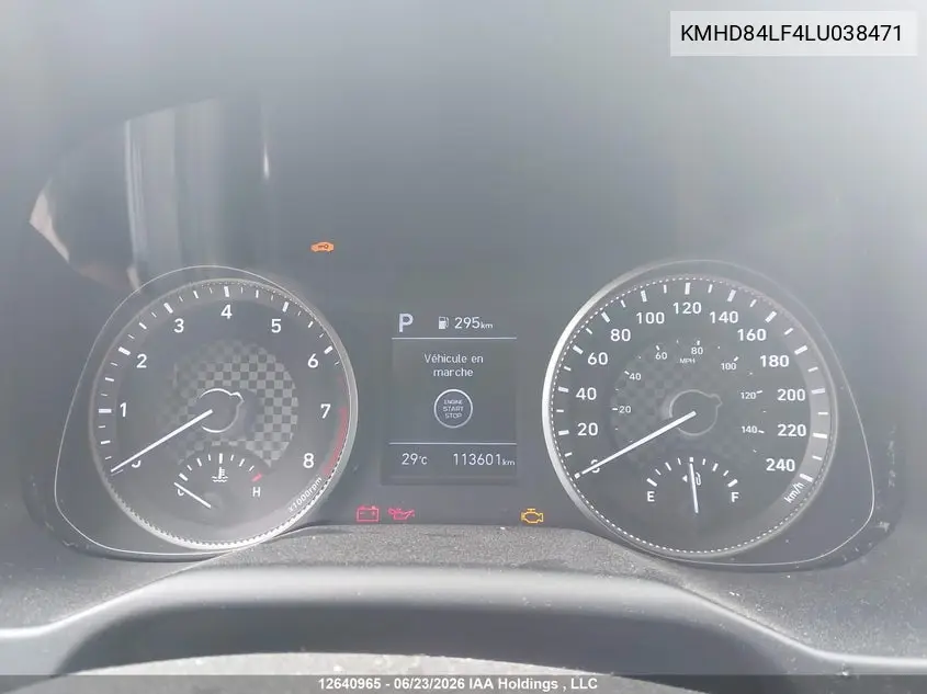 2020 Hyundai Elantra VIN: KMHD84LF4LU038471 Lot: 12640965