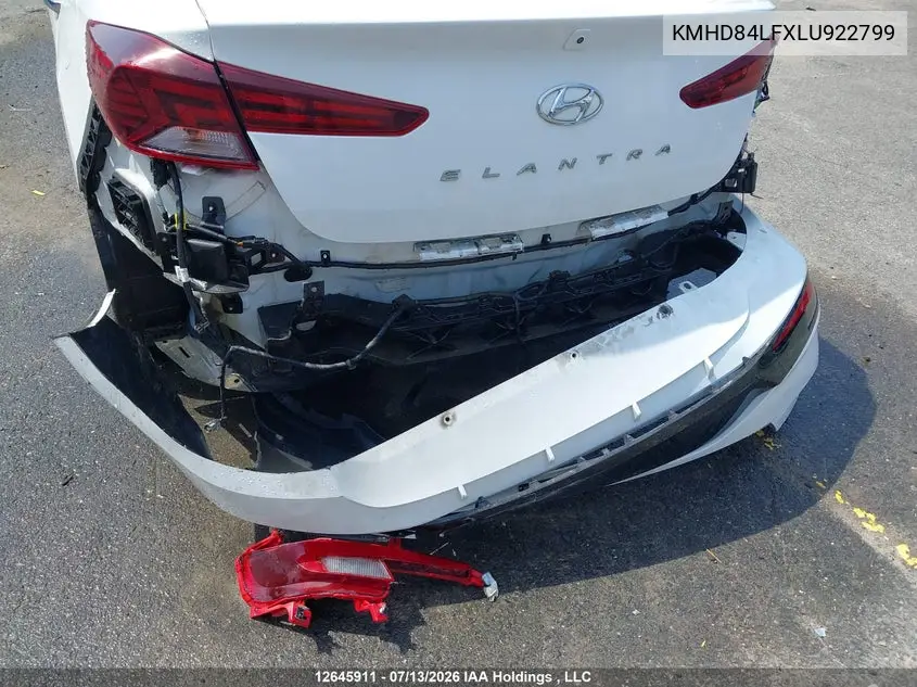 2020 Hyundai Elantra Sel/Value/Limited VIN: KMHD84LFXLU922799 Lot: 12645911