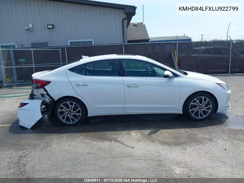2020 Hyundai Elantra Sel/Value/Limited VIN: KMHD84LFXLU922799 Lot: 12645911