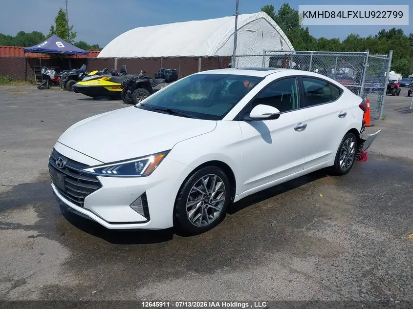 2020 Hyundai Elantra Sel/Value/Limited VIN: KMHD84LFXLU922799 Lot: 12645911