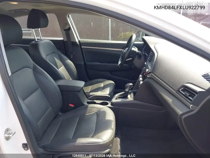 2020 Hyundai Elantra Sel/Value/Limited VIN: KMHD84LFXLU922799 Lot: 12645911