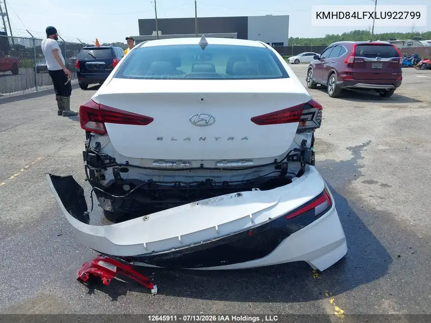 2020 Hyundai Elantra Sel/Value/Limited VIN: KMHD84LFXLU922799 Lot: 12645911
