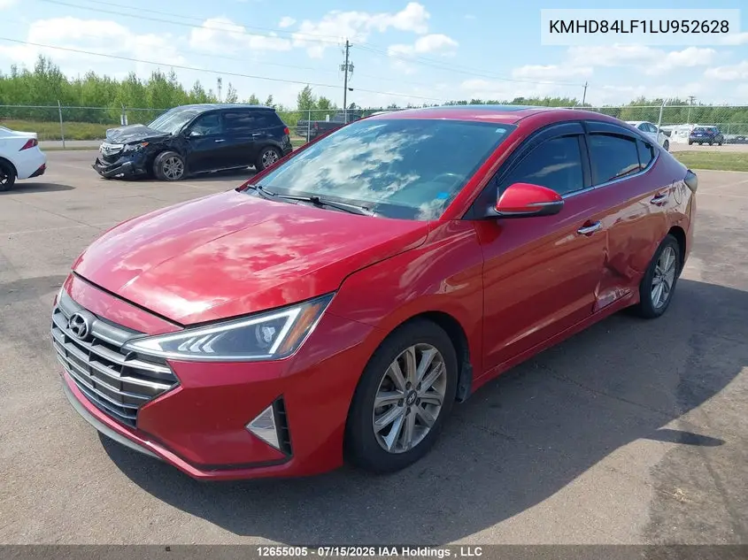 2020 Hyundai Elantra Luxury VIN: KMHD84LF1LU952628 Lot: 12655005