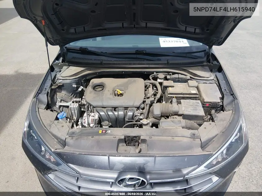 2020 Hyundai Elantra Se VIN: 5NPD74LF4LH615940 Lot: 45387408