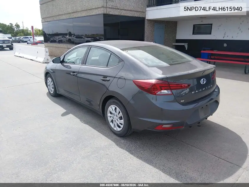 2020 Hyundai Elantra Se VIN: 5NPD74LF4LH615940 Lot: 45387408
