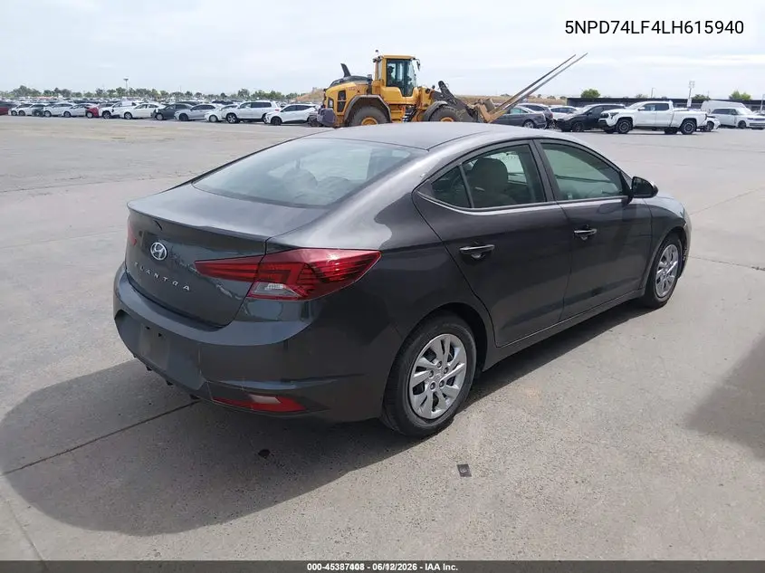 2020 Hyundai Elantra Se VIN: 5NPD74LF4LH615940 Lot: 45387408