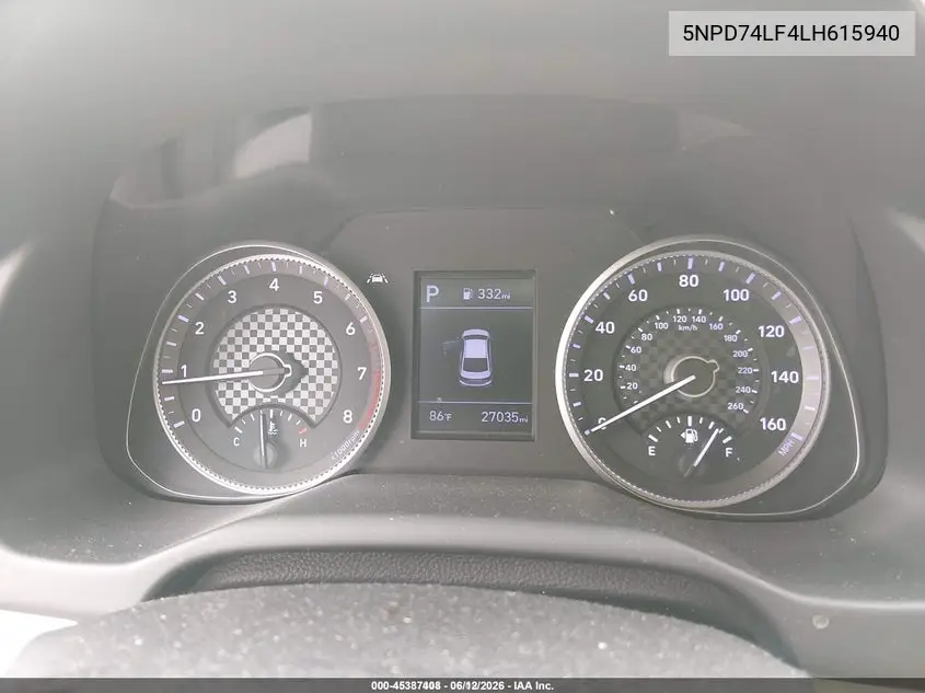 2020 Hyundai Elantra Se VIN: 5NPD74LF4LH615940 Lot: 45387408