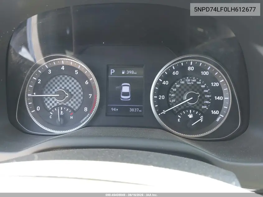 2020 Hyundai Elantra Se VIN: 5NPD74LF0LH612677 Lot: 45408846