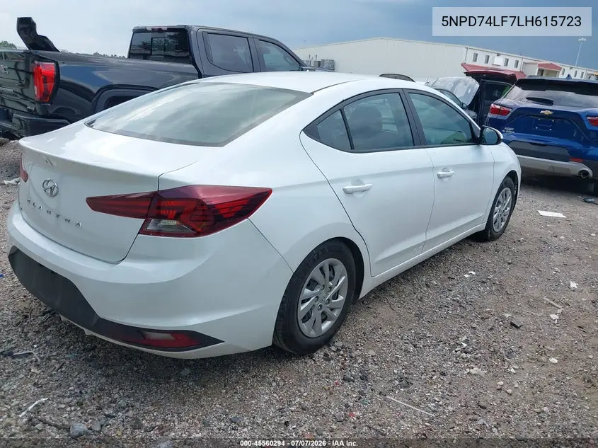 2020 Hyundai Elantra Se VIN: 5NPD74LF7LH615723 Lot: 45560294