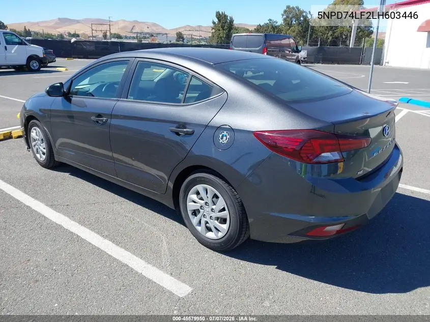 2020 Hyundai Elantra Se VIN: 5NPD74LF2LH603446 Lot: 45579950