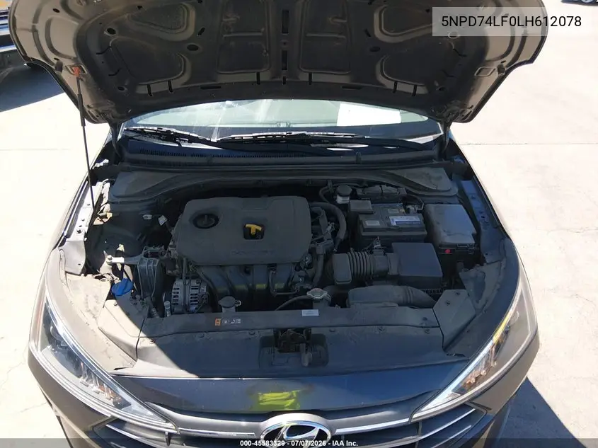 2020 Hyundai Elantra Se VIN: 5NPD74LF0LH612078 Lot: 45583329