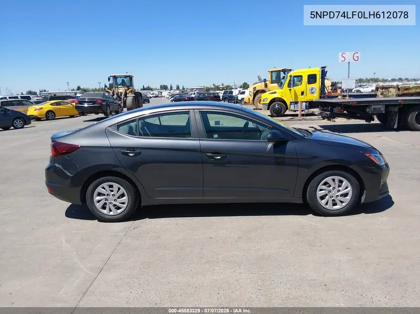 2020 Hyundai Elantra Se VIN: 5NPD74LF0LH612078 Lot: 45583329