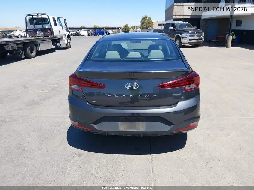 2020 Hyundai Elantra Se VIN: 5NPD74LF0LH612078 Lot: 45583329