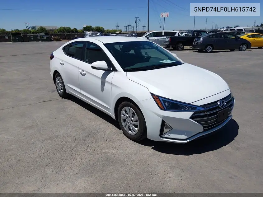 2020 Hyundai Elantra Se VIN: 5NPD74LF0LH615742 Lot: 45583846