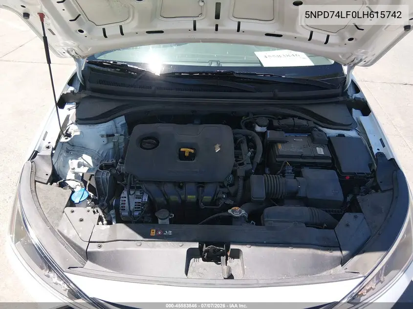 2020 Hyundai Elantra Se VIN: 5NPD74LF0LH615742 Lot: 45583846