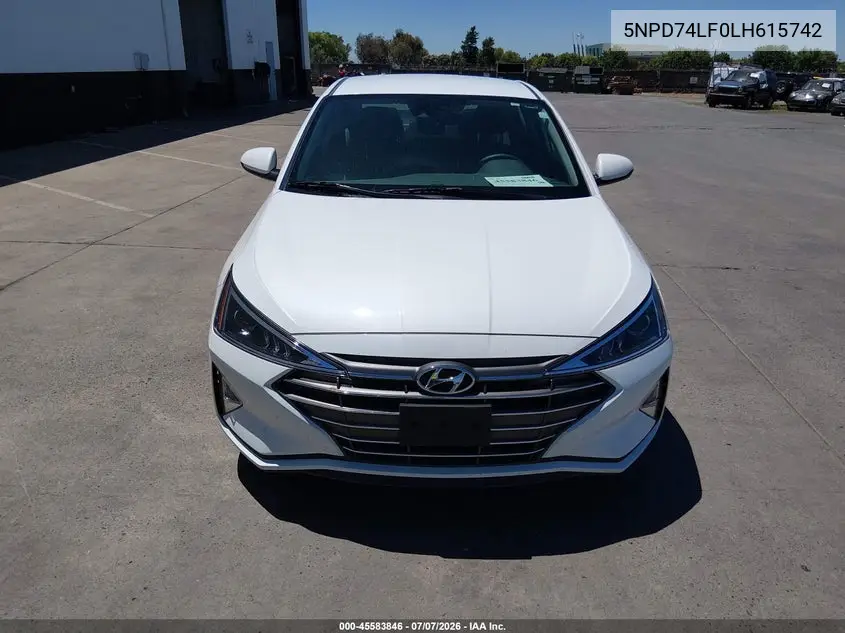 2020 Hyundai Elantra Se VIN: 5NPD74LF0LH615742 Lot: 45583846