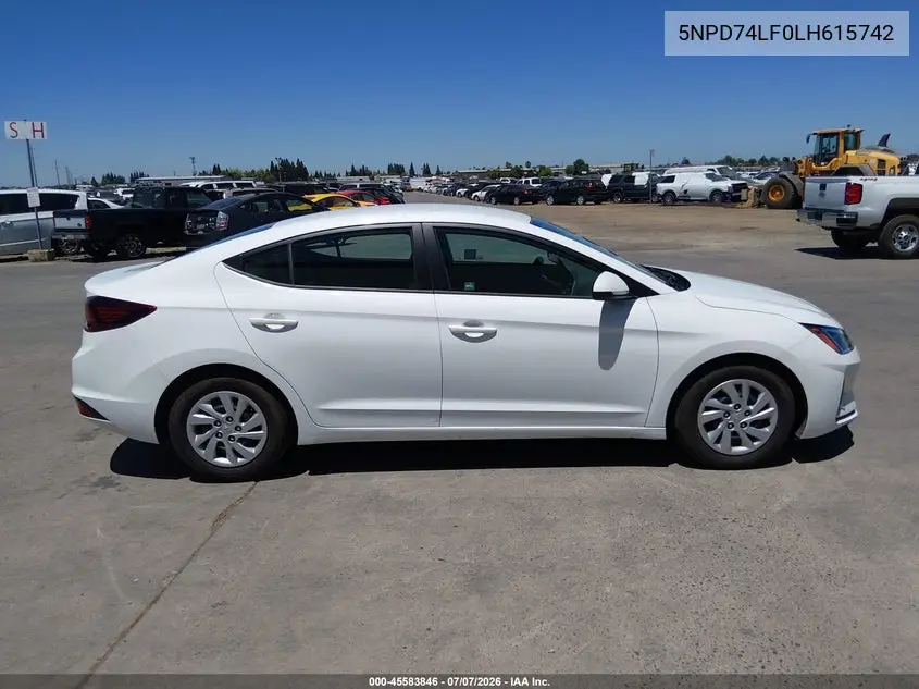2020 Hyundai Elantra Se VIN: 5NPD74LF0LH615742 Lot: 45583846