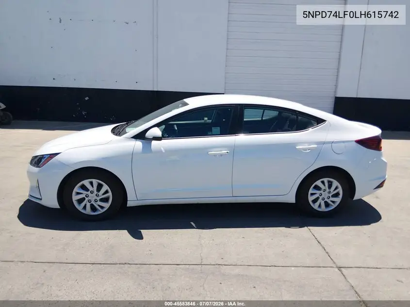 2020 Hyundai Elantra Se VIN: 5NPD74LF0LH615742 Lot: 45583846