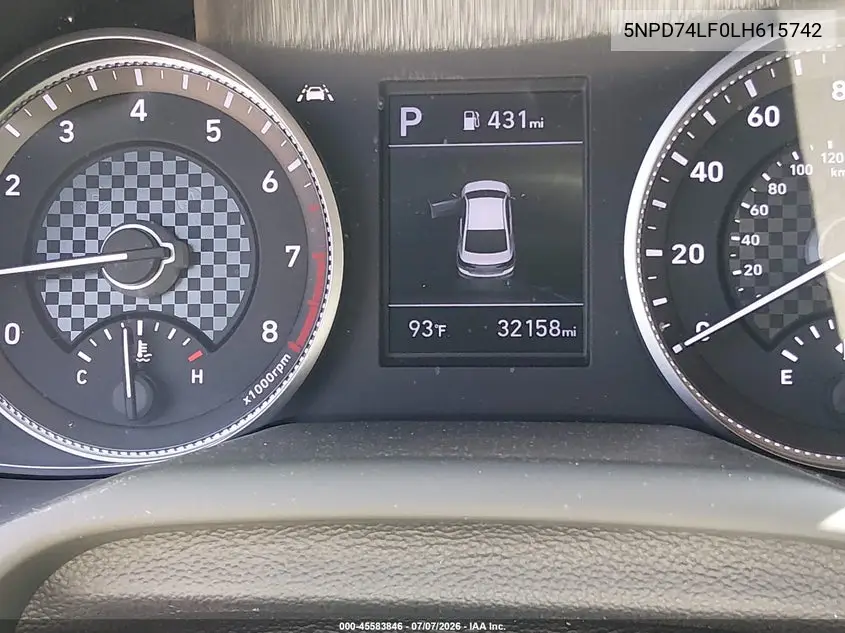 2020 Hyundai Elantra Se VIN: 5NPD74LF0LH615742 Lot: 45583846