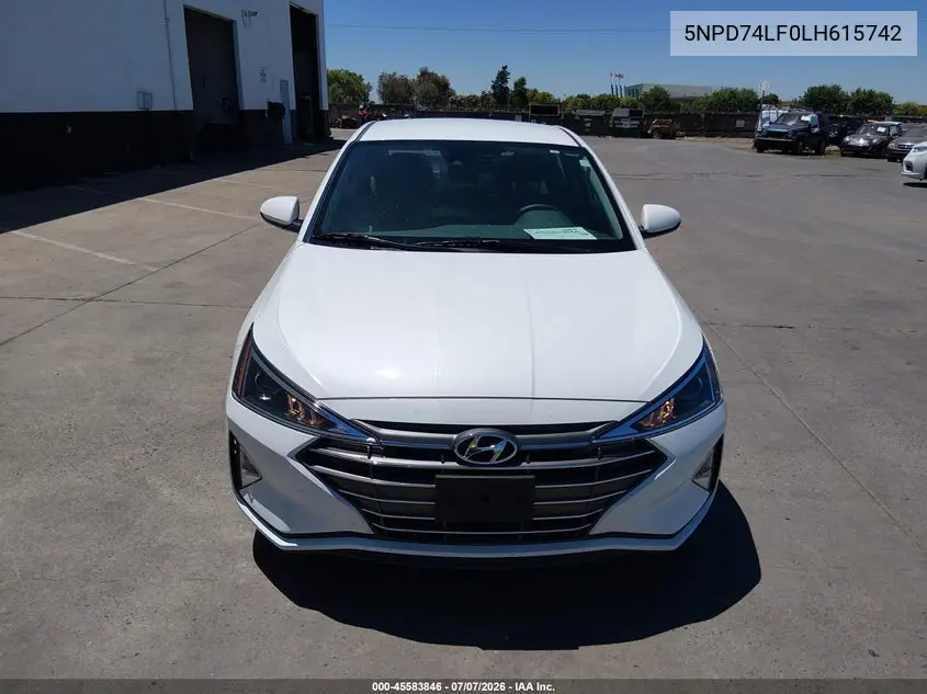 2020 Hyundai Elantra Se VIN: 5NPD74LF0LH615742 Lot: 45583846