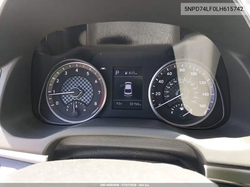 2020 Hyundai Elantra Se VIN: 5NPD74LF0LH615742 Lot: 45583846