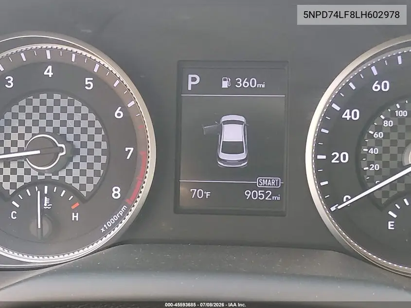 2020 Hyundai Elantra Se VIN: 5NPD74LF8LH602978 Lot: 45593685