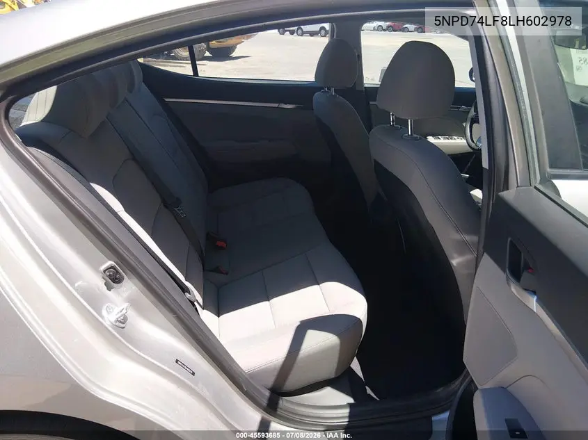 2020 Hyundai Elantra Se VIN: 5NPD74LF8LH602978 Lot: 45593685