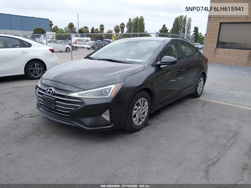 2020 Hyundai Elantra Se VIN: 5NPD74LF6LH615941 Lot: 45624904