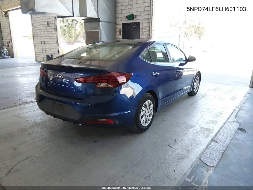 2020 Hyundai Elantra Se VIN: 5NPD74LF6LH601103 Lot: 45663831