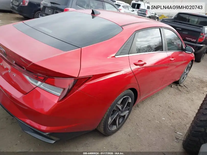 5NPLN4AG9MH020743 2021 Hyundai Elantra Sel