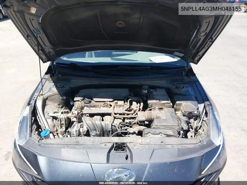 2021 Hyundai Elantra Se VIN: 5NPLL4AG3MH048155 Lot: 45387322