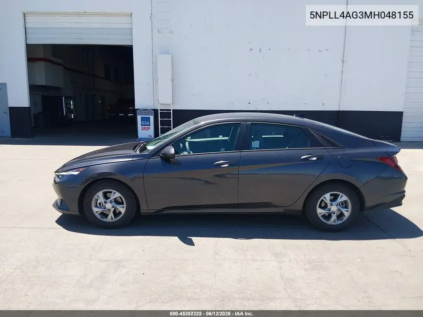 2021 Hyundai Elantra Se VIN: 5NPLL4AG3MH048155 Lot: 45387322