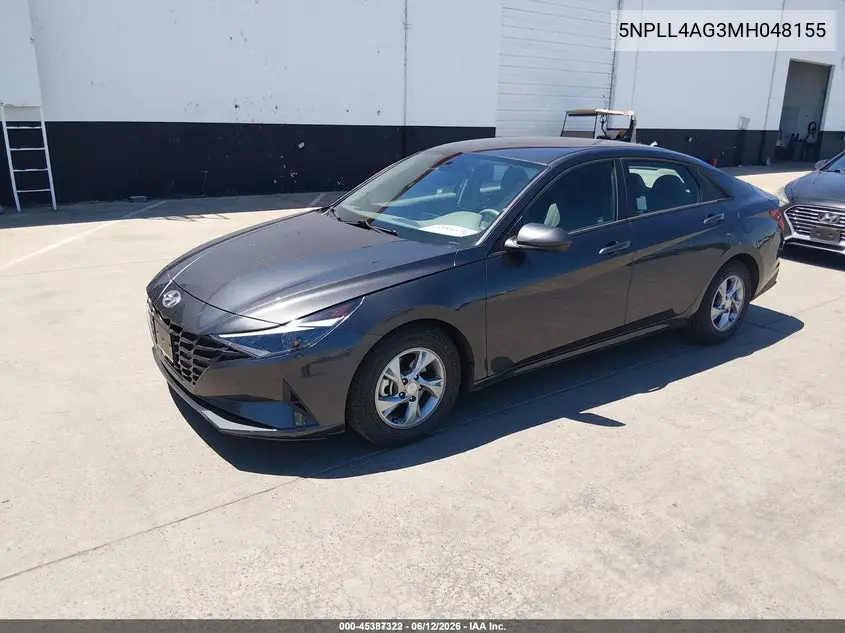 2021 Hyundai Elantra Se VIN: 5NPLL4AG3MH048155 Lot: 45387322