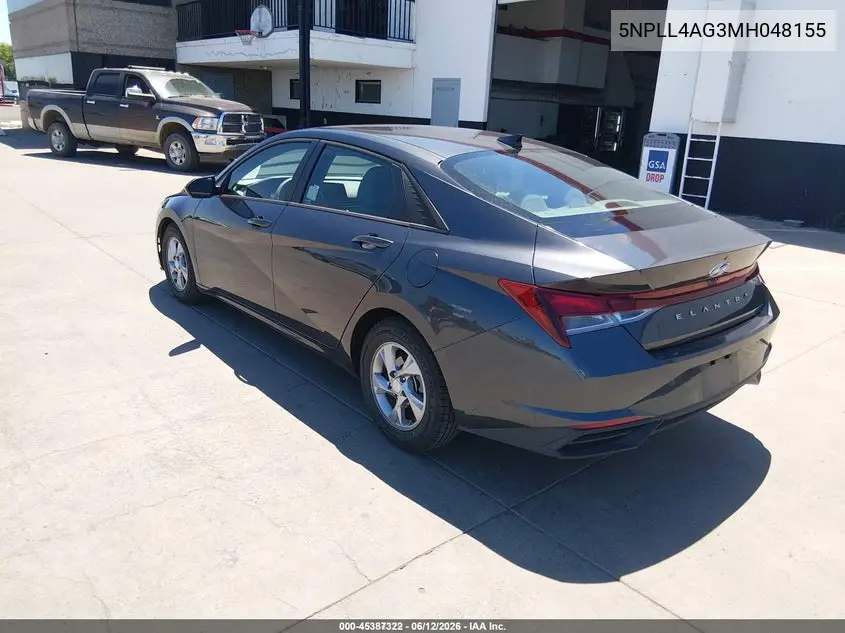 2021 Hyundai Elantra Se VIN: 5NPLL4AG3MH048155 Lot: 45387322