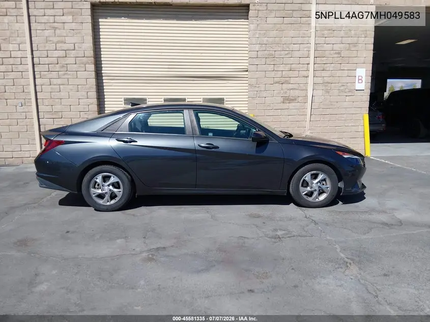 2021 Hyundai Elantra Se VIN: 5NPLL4AG7MH049583 Lot: 45581335