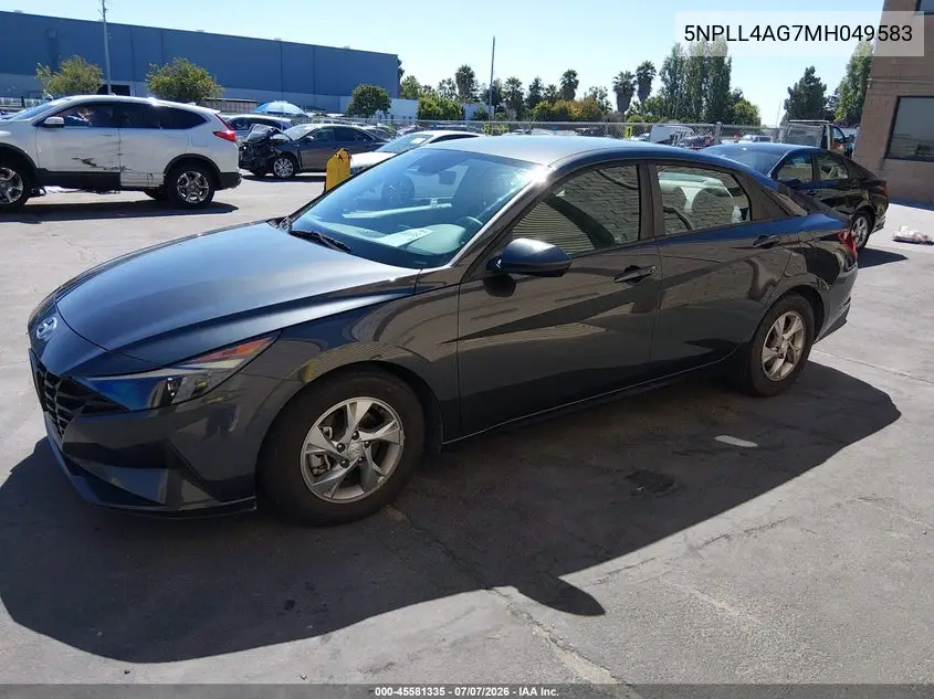 2021 Hyundai Elantra Se VIN: 5NPLL4AG7MH049583 Lot: 45581335