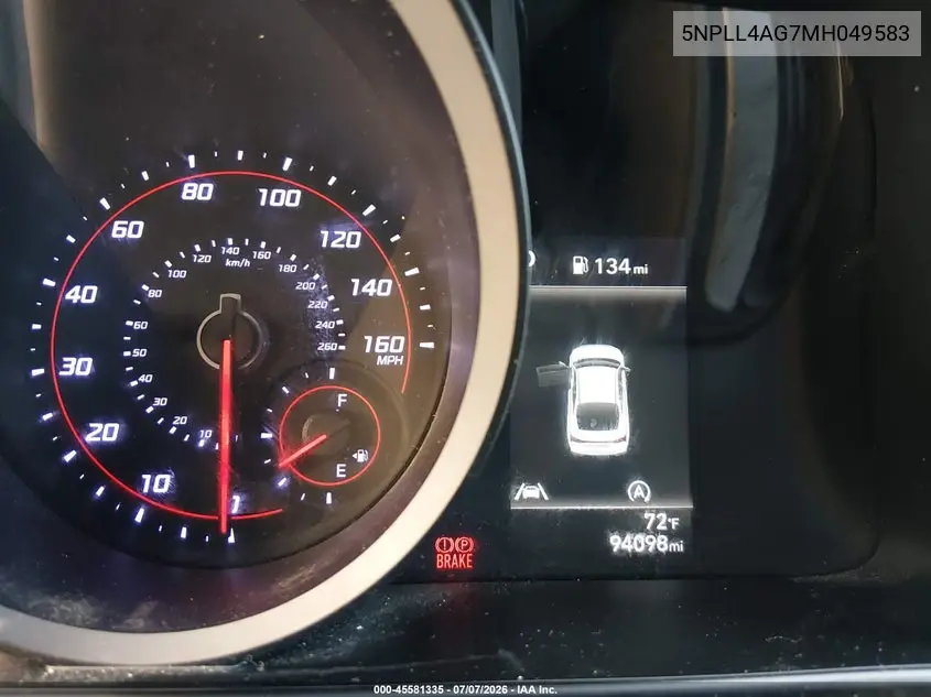 2021 Hyundai Elantra Se VIN: 5NPLL4AG7MH049583 Lot: 45581335