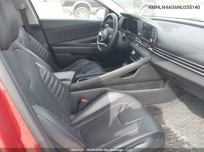 2022 Hyundai Elantra Sel VIN: KMHLN4AG6NU355140 Lot: 12643727