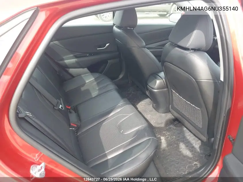 2022 Hyundai Elantra Sel VIN: KMHLN4AG6NU355140 Lot: 12643727