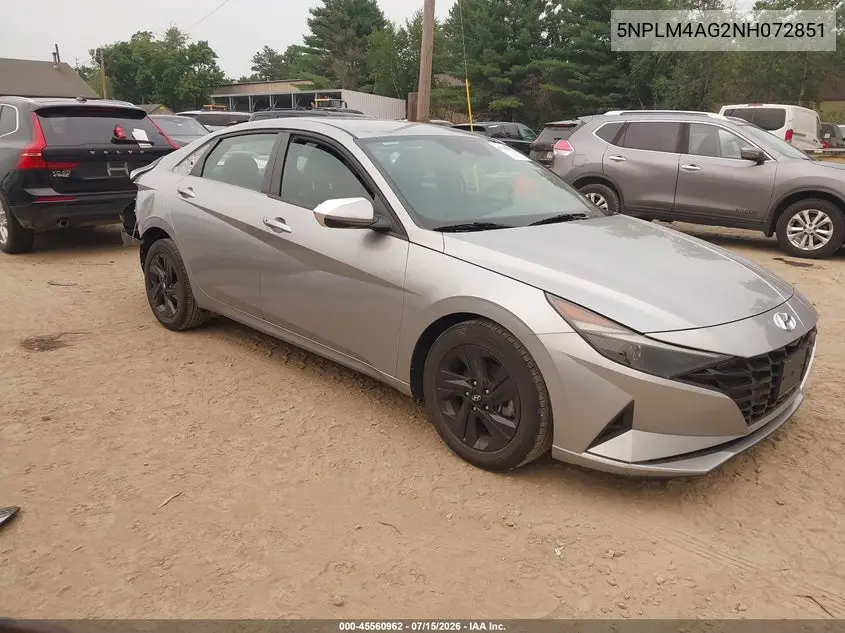 2022 Hyundai Elantra Sel VIN: 5NPLM4AG2NH072851 Lot: 45560962