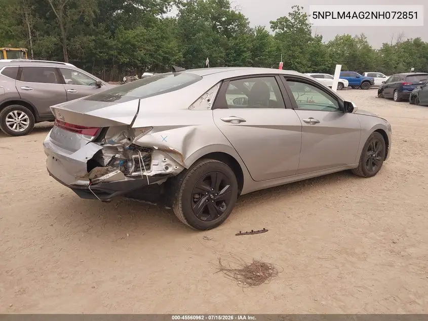 2022 Hyundai Elantra Sel VIN: 5NPLM4AG2NH072851 Lot: 45560962