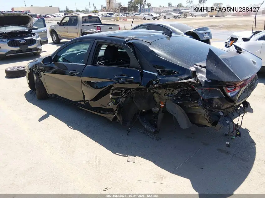 2022 Hyundai Elantra Limited VIN: KMHLP4AG5NU288427 Lot: 45685478