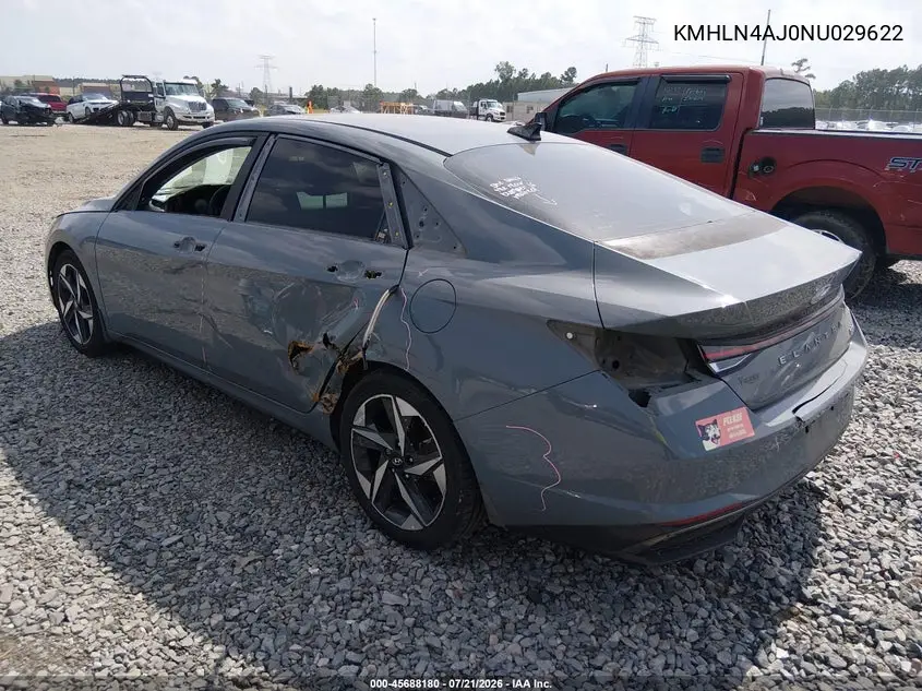 2022 Hyundai Elantra Hybrid Limited VIN: KMHLN4AJ0NU029622 Lot: 45688180