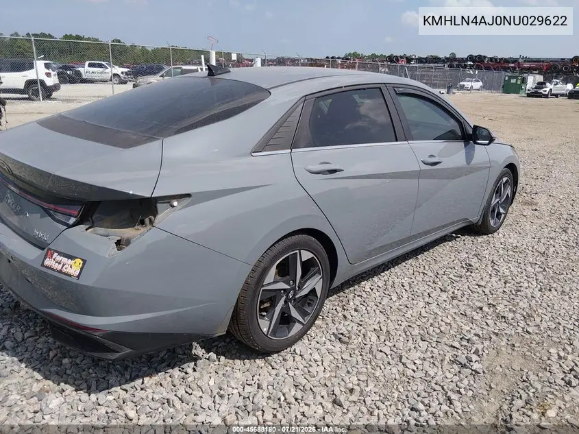 2022 Hyundai Elantra Hybrid Limited VIN: KMHLN4AJ0NU029622 Lot: 45688180