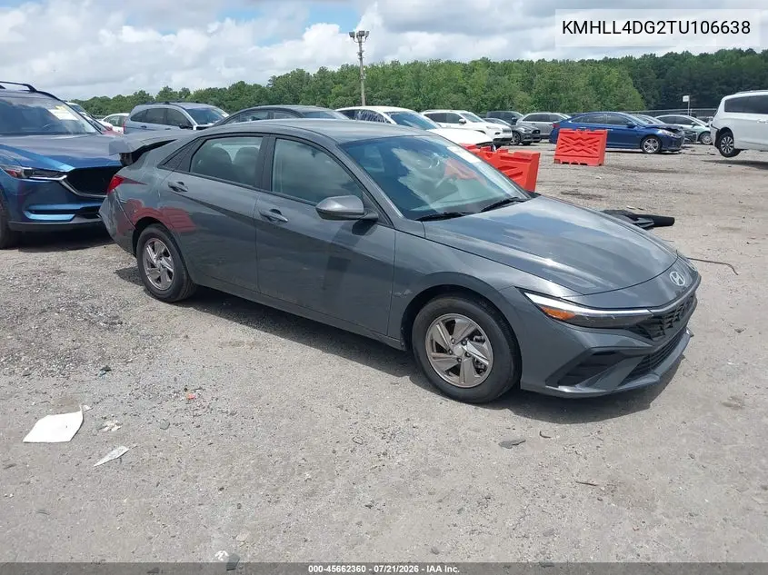 2026 Hyundai Elantra Se VIN: KMHLL4DG2TU106638 Lot: 45662360