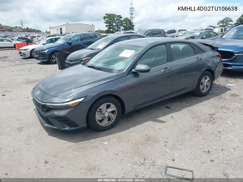 2026 Hyundai Elantra Se VIN: KMHLL4DG2TU106638 Lot: 45662360