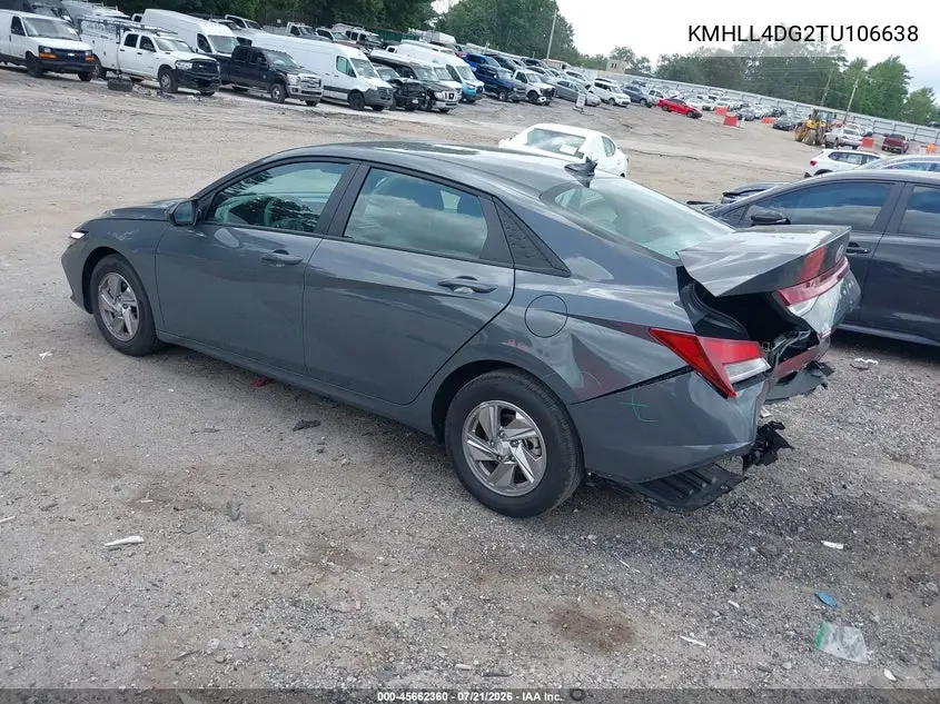 2026 Hyundai Elantra Se VIN: KMHLL4DG2TU106638 Lot: 45662360